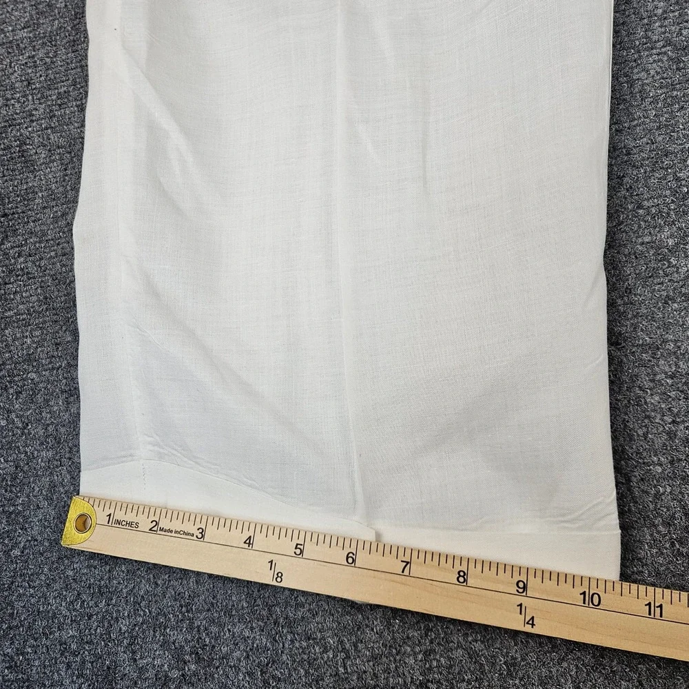 Steve Harvey Mens White 100% Linen Pleated Dress Pants 38 Crown Logo Trousers